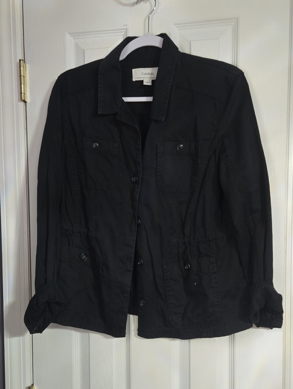 Caslon Black Utility Jacket with Button Front